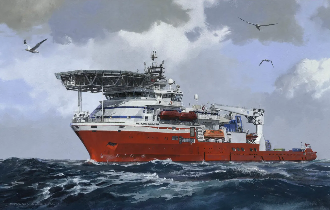 Photo wallpaper sea, the sky, bird, The ship, used by divers, Marshall Islands, HARKAND ATLANTIS