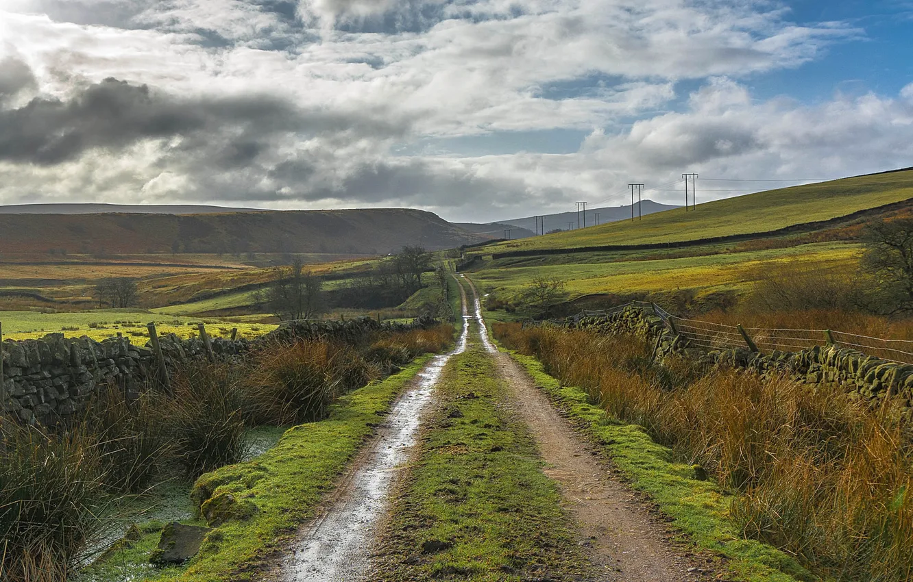 Photo wallpaper road, England, England, Derbyshire, Peak District