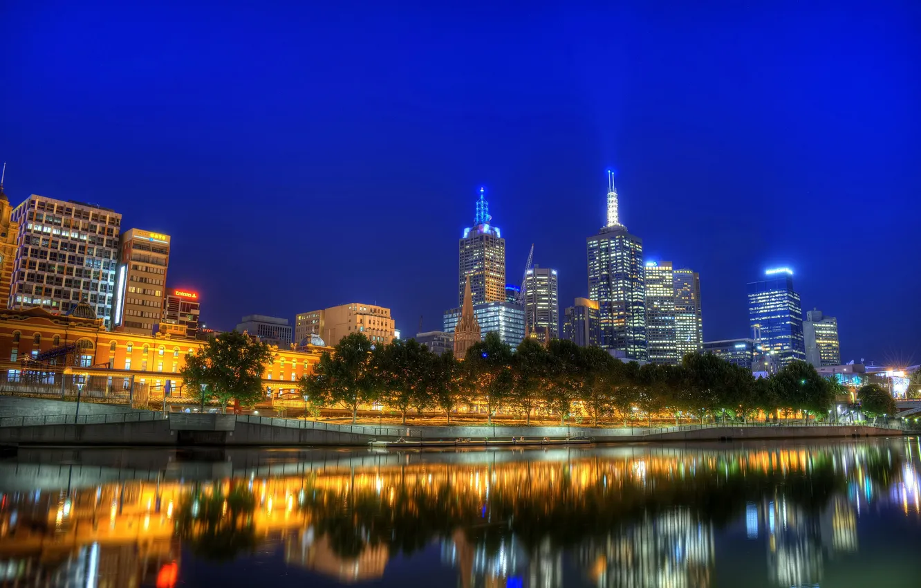 Photo wallpaper trees, coast, home, Australia, channel, Melbourne, water, Melbourne.