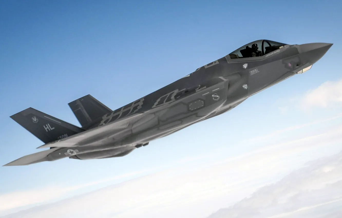Photo wallpaper UNITED STATES AIR FORCE, fighter-bomber, Lightning II, F-35, Lockheed Martin