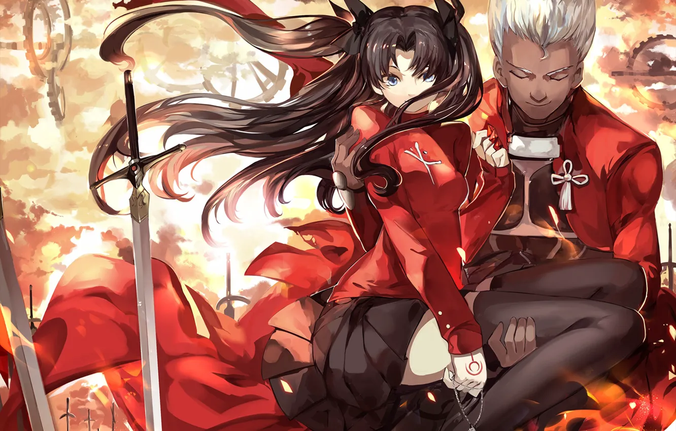 Photo wallpaper anime, two, Rin, Archer, Fate / Stay Night