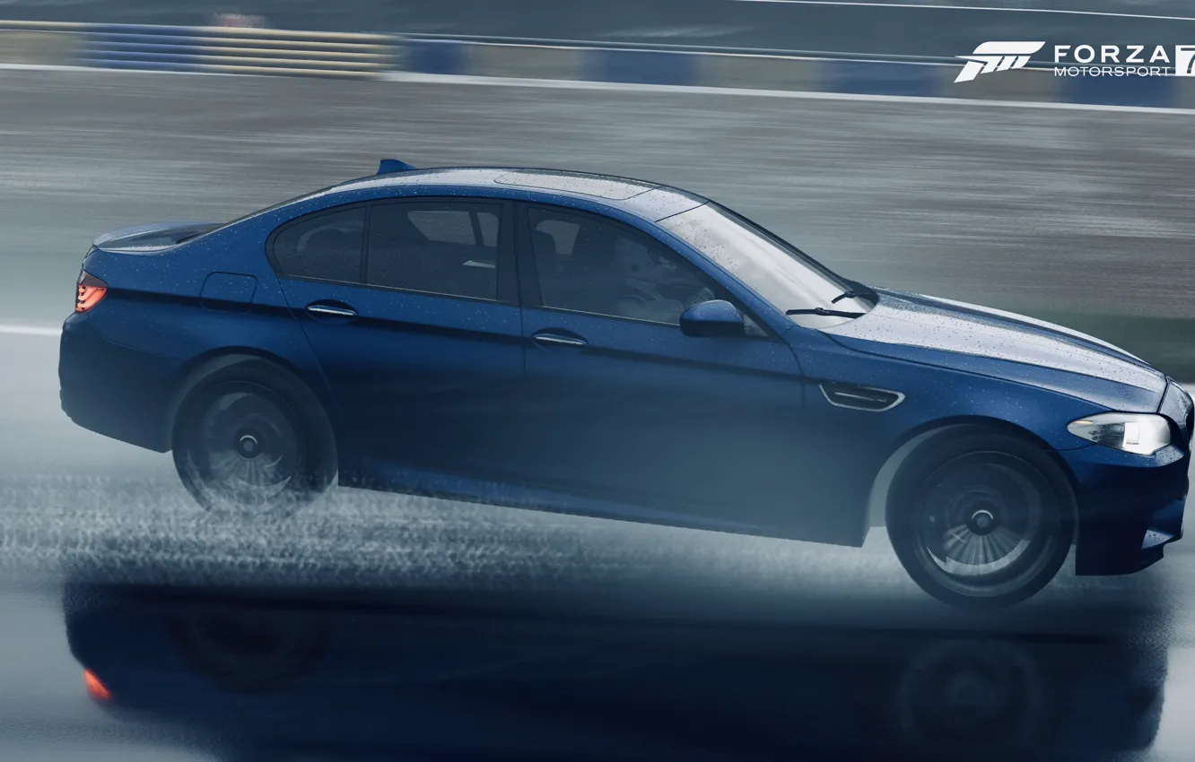 Photo wallpaper HDR, BMW, drift, game, rain, speed, F10, 5