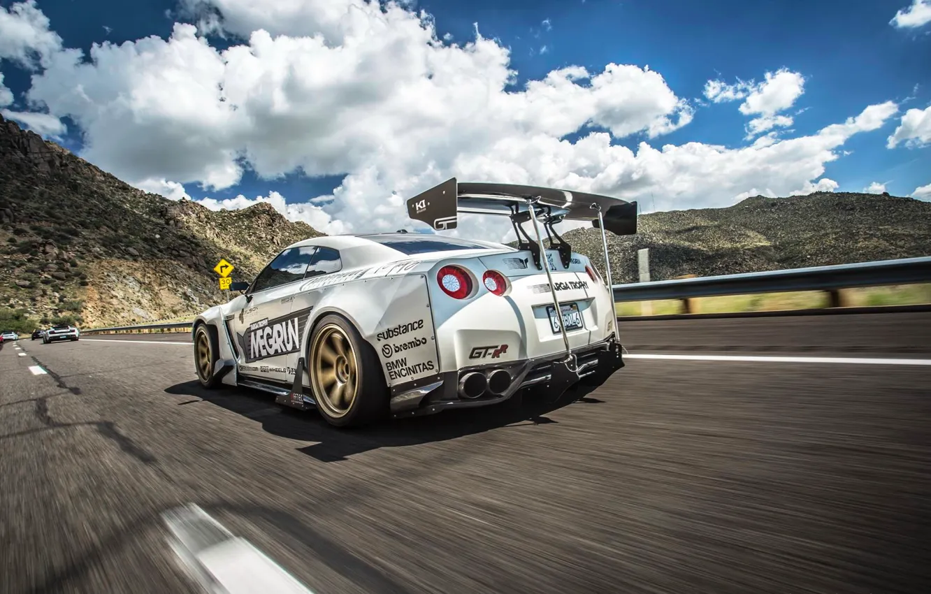 Photo wallpaper car, tuning, nissan, in motion, tuning, gt-r