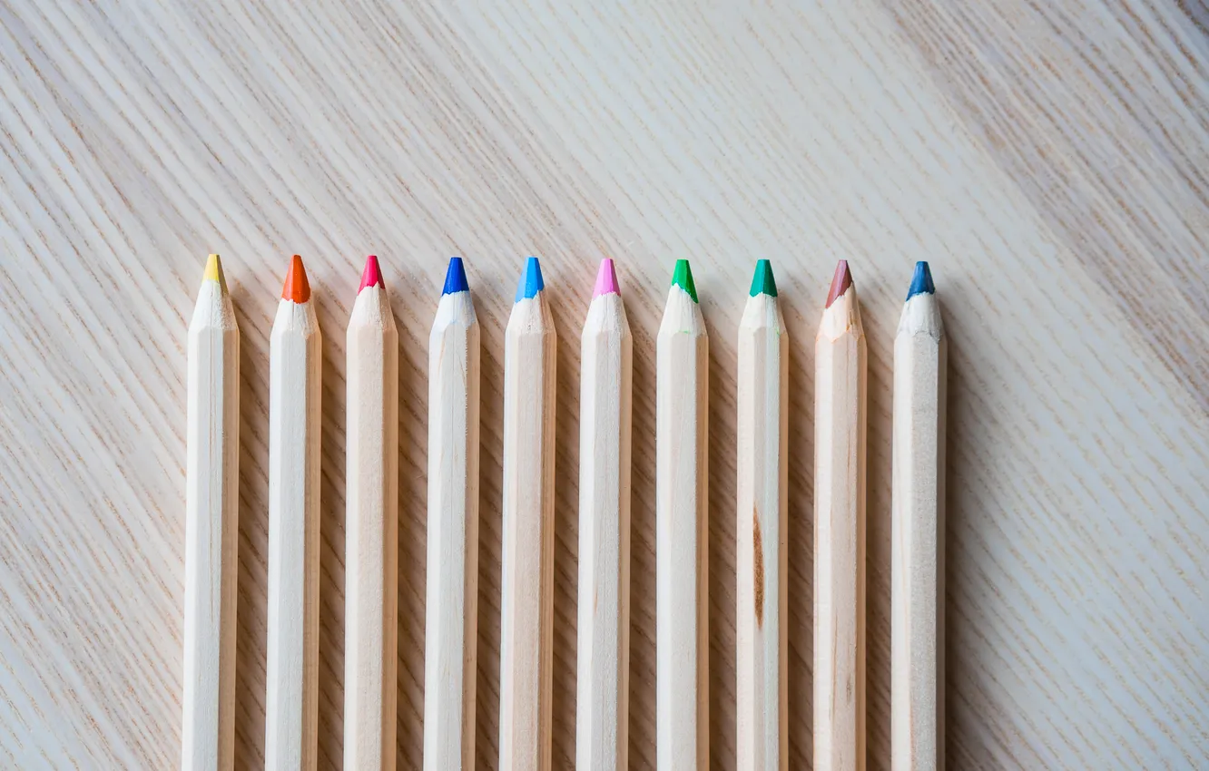 Photo wallpaper colors, wood, pencils
