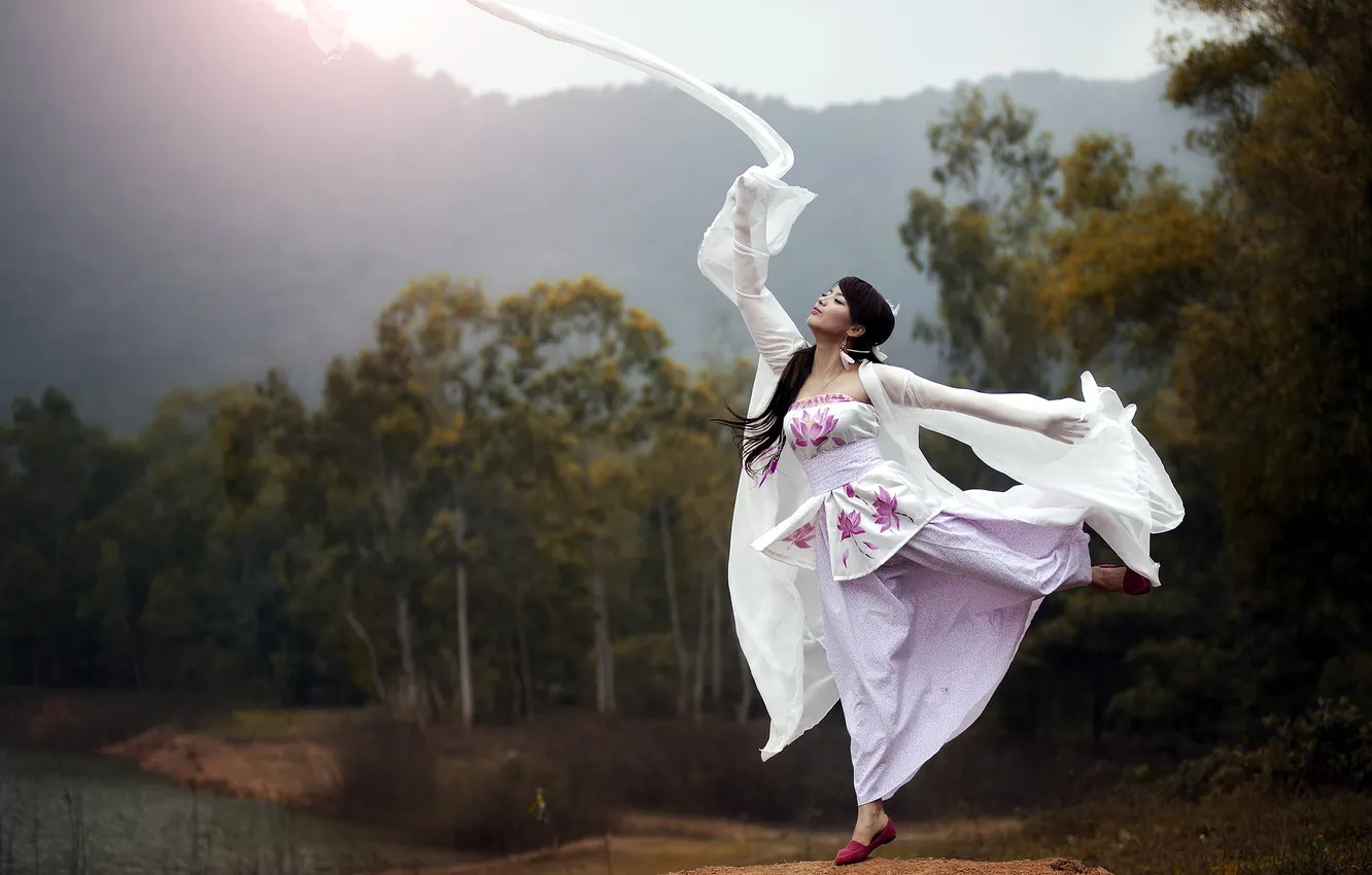 Photo wallpaper girl, dance, Asian