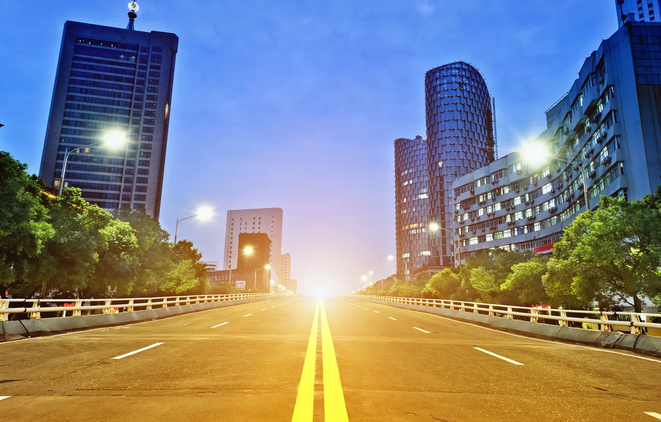 Photo wallpaper China, China, Hong Kong at night, Light trails in Shanghai, Hong Kong at night, Easy …