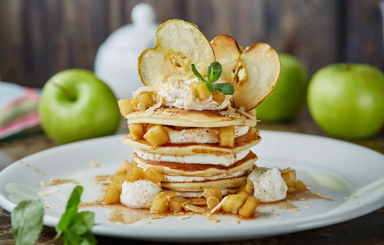 Photo wallpaper apples, pancakes, pancake