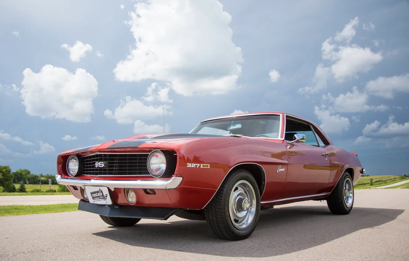 Photo wallpaper Chevrolet, 1969, Camaro, red