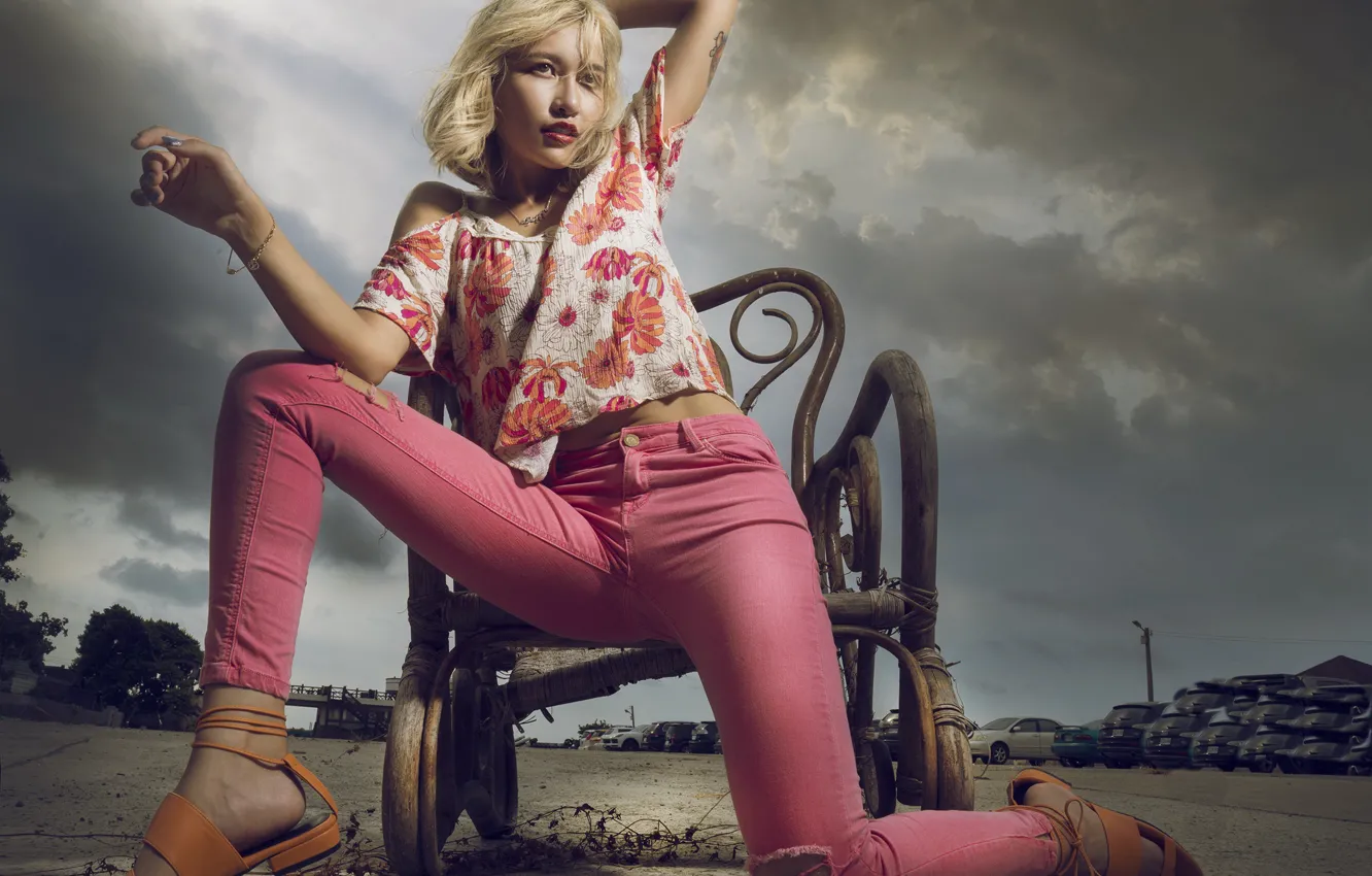 Photo wallpaper girl, pose, Asian