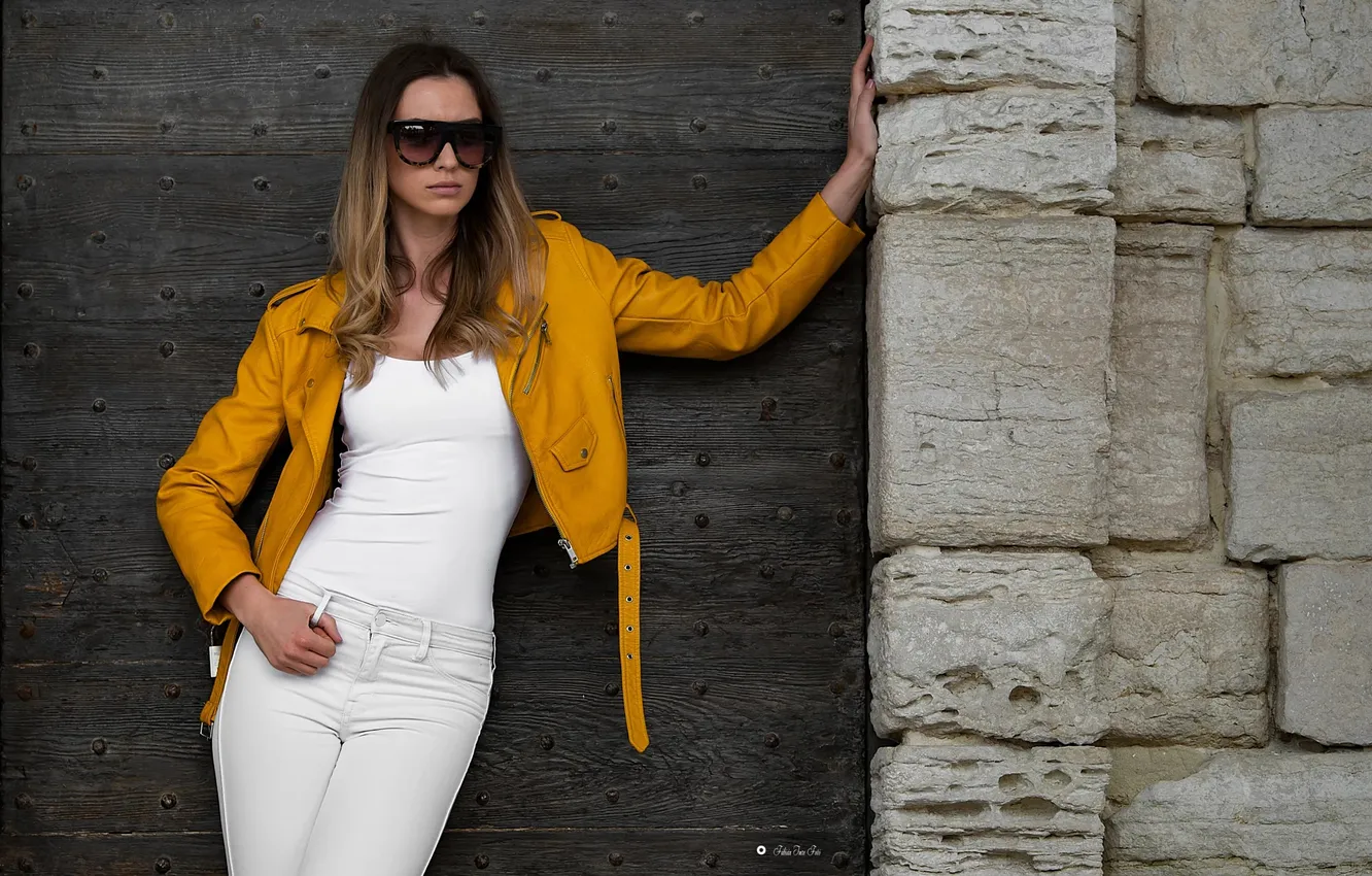 Photo wallpaper girl, pose, model, portrait, makeup, Mike, figure, glasses