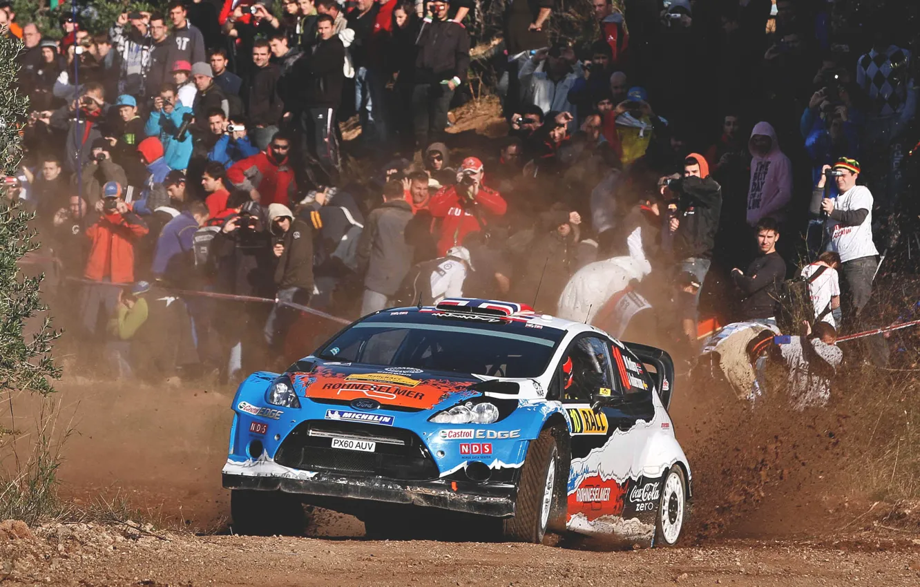 Photo wallpaper Ford, Auto, Sport, People, Ford, Race, Skid, WRC