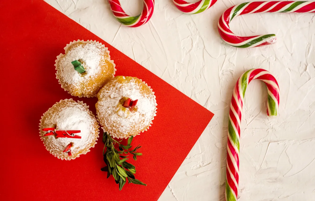 Photo wallpaper decoration, food, cupcakes, rojdestvo