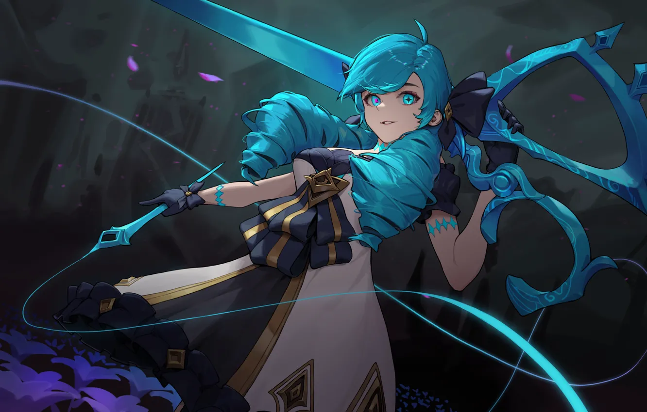 Photo wallpaper flowers, girl, Gwen, League of Legends, by Cocon