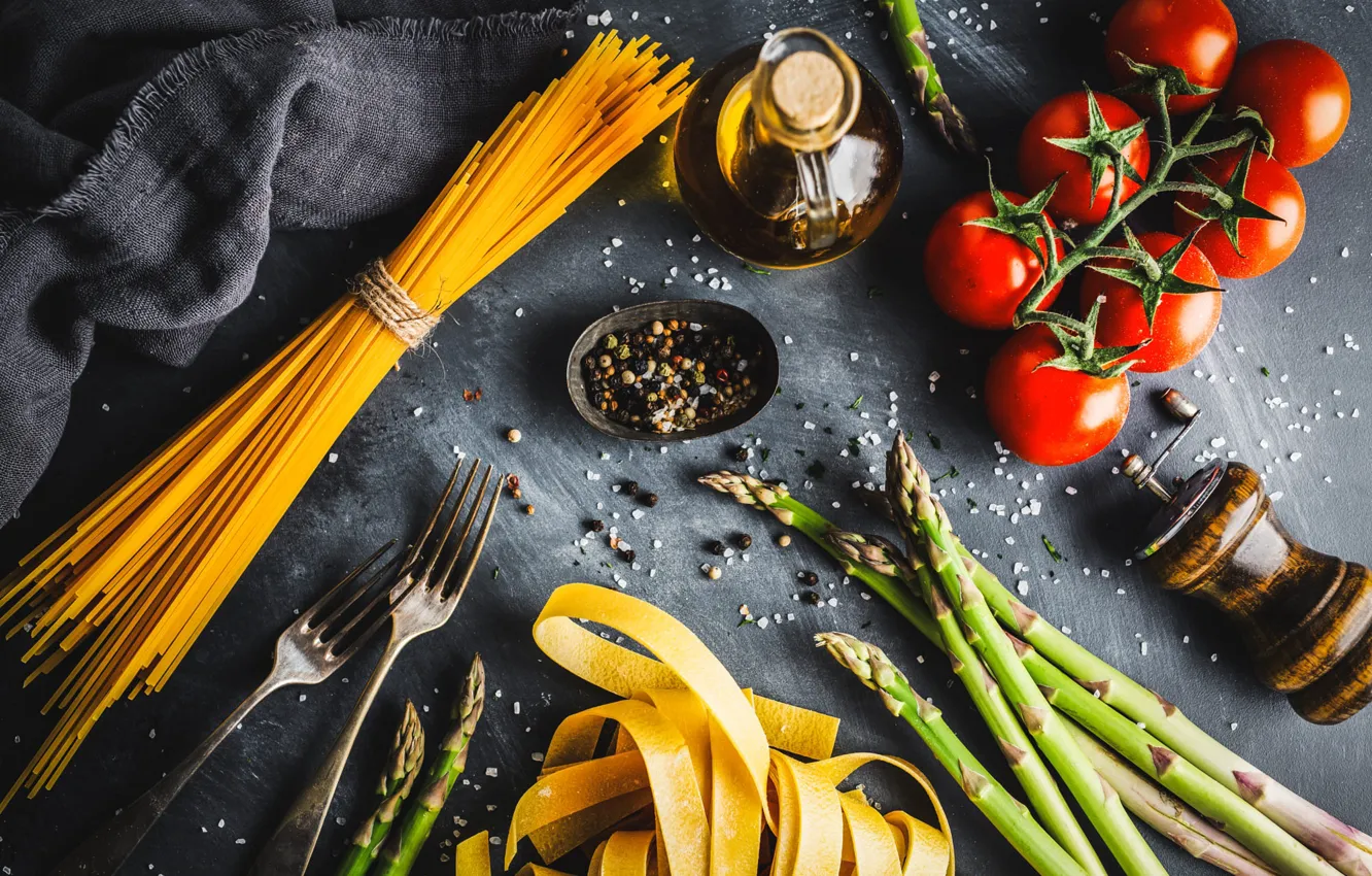 Photo wallpaper tomatoes, spaghetti, pasta