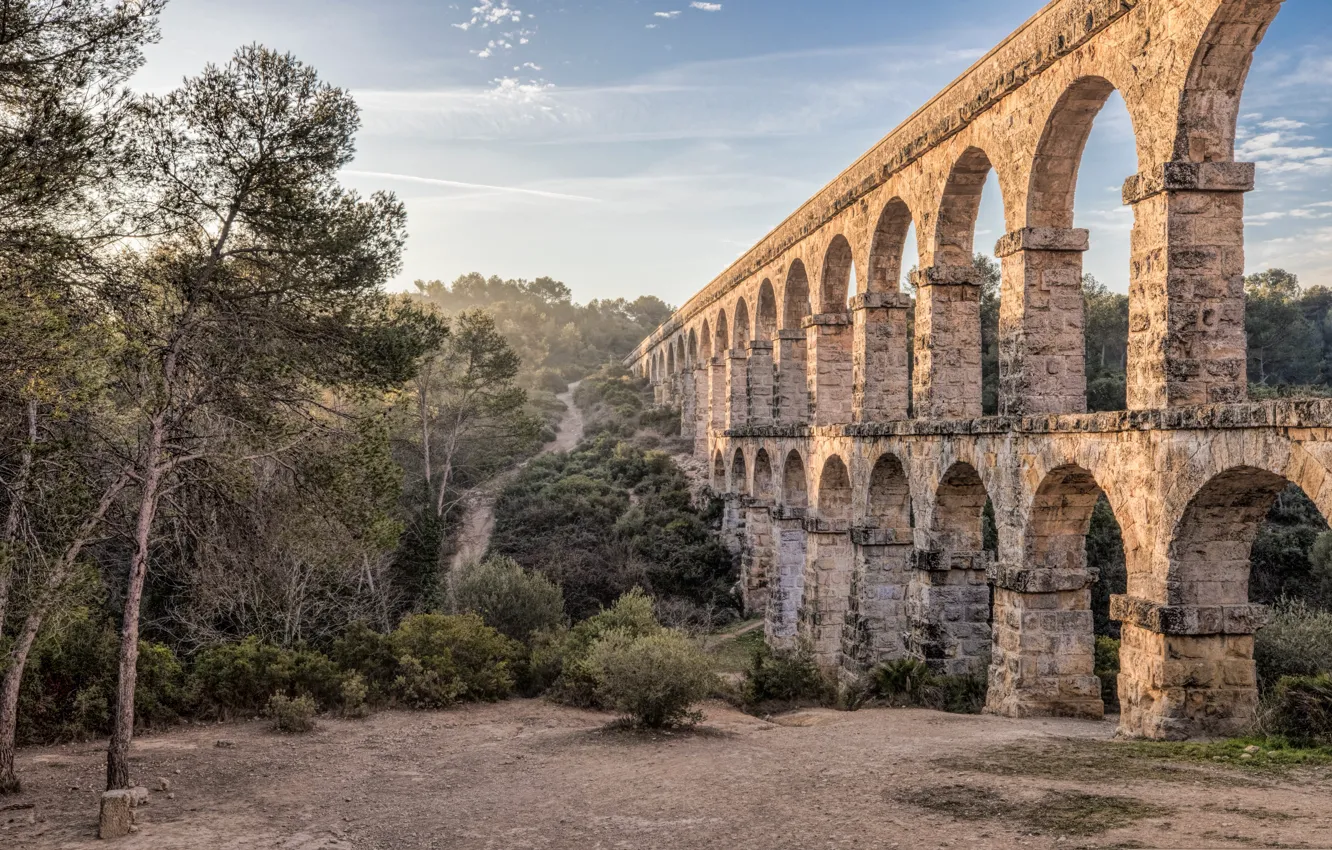 Photo wallpaper Spain, Catalonia, aqueduct, Tarragona, Devil's Bridge