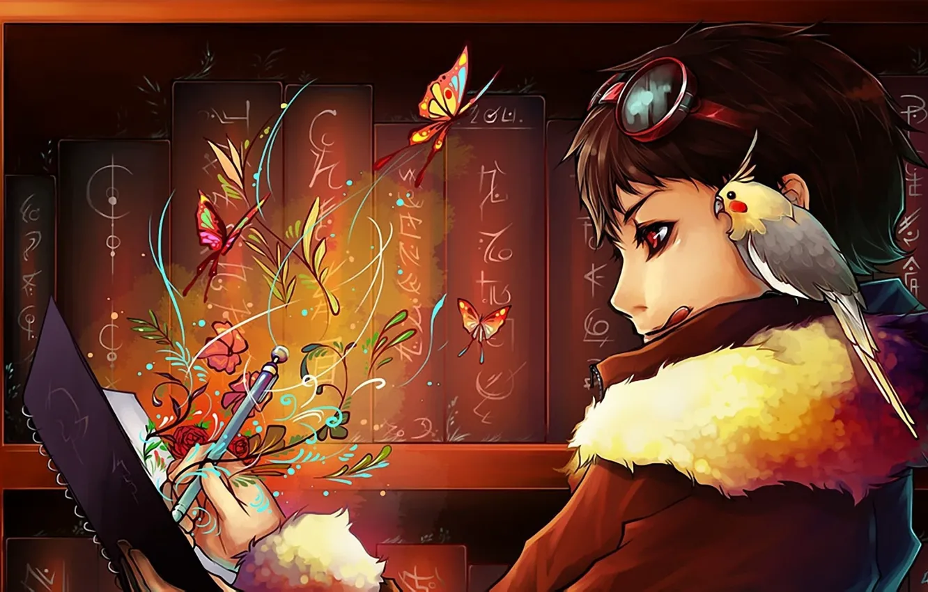 Photo wallpaper language, eyes, style, bird, magic, sweetheart, butterfly, passion