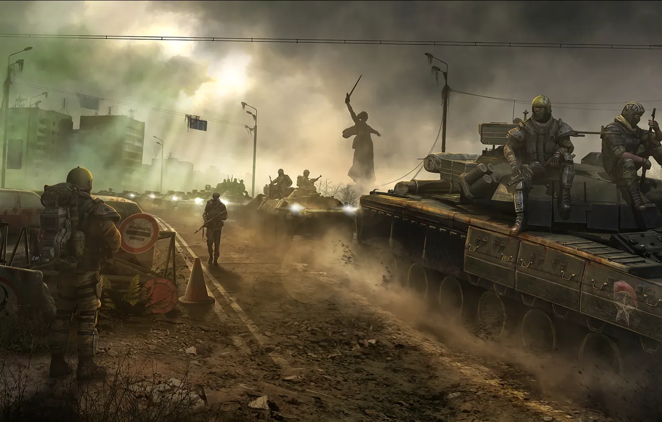 Photo wallpaper war, soldiers, tanks, stalkers, Survarium, The survival zone