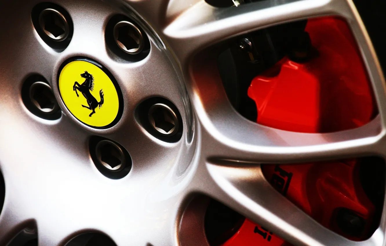 Photo wallpaper horse, logo, wheel, Ferrari, logo, Ferrari