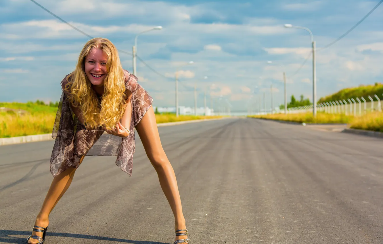 Photo wallpaper girl, legs, beautiful, blonde, cute, Slender