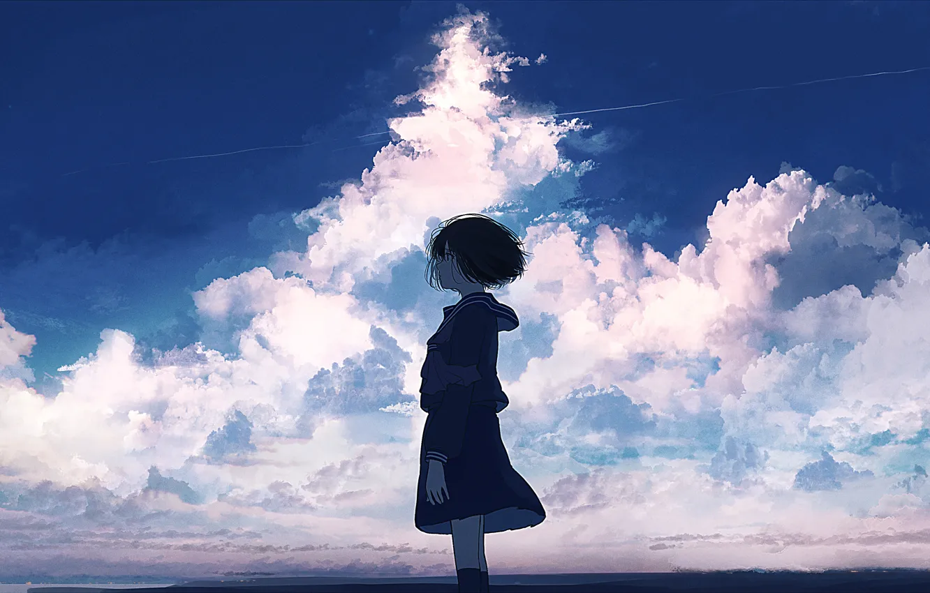 Photo wallpaper the sky, clouds, schoolgirl, mfua. RU
