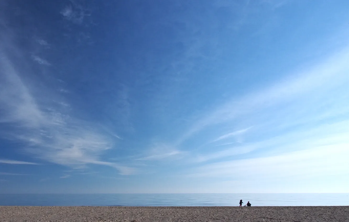 Photo wallpaper sand, beach, the sky, clouds, landscape, nature, the ocean, shore