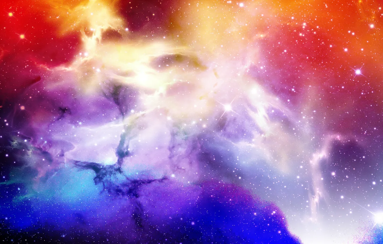 Photo wallpaper space, stars, blue, red, lilac, Starscape