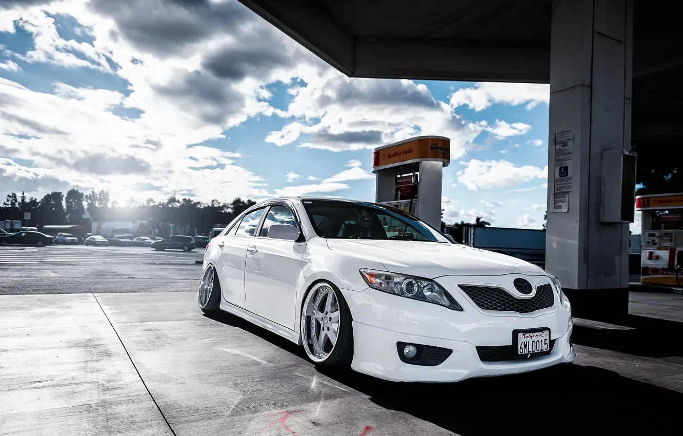 Photo wallpaper dressing, white, white, toyota, Toyota, camry, Camry, stance