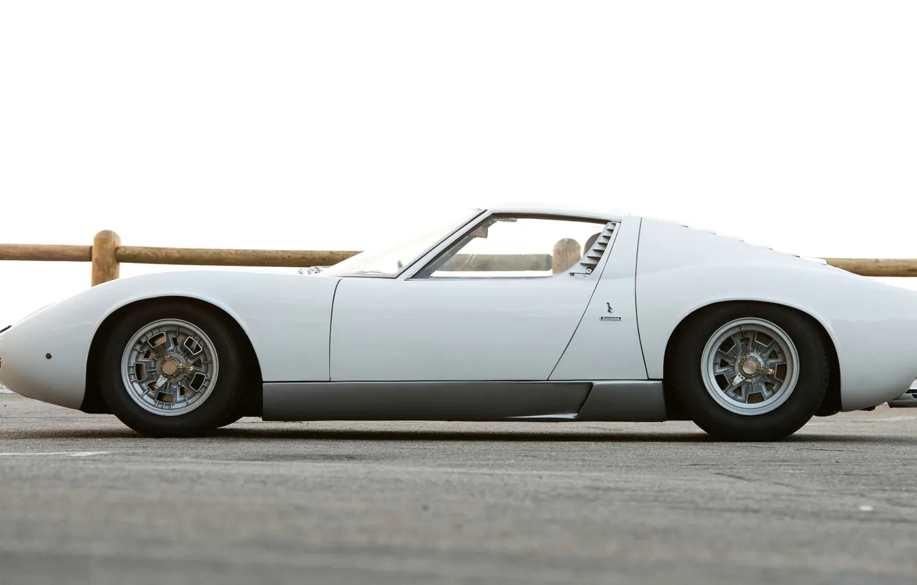 Photo wallpaper machine, auto, white, retro, Lamborghini, 1969, supercar, car