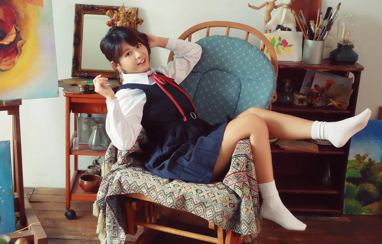 Photo wallpaper look, legs, Asian