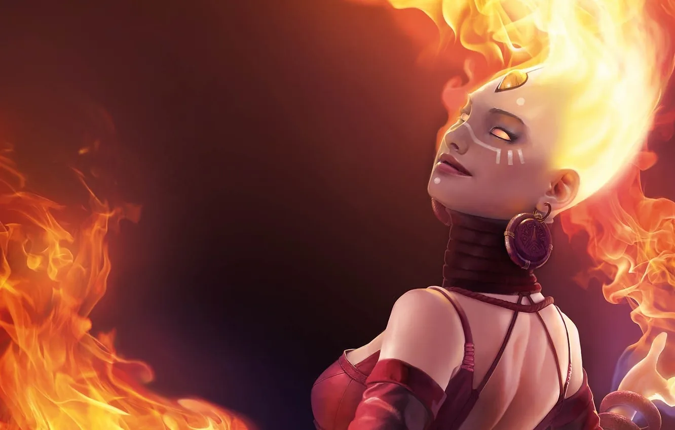 Photo wallpaper girl, lights, background, magic, earrings, art, crystals, dota 2