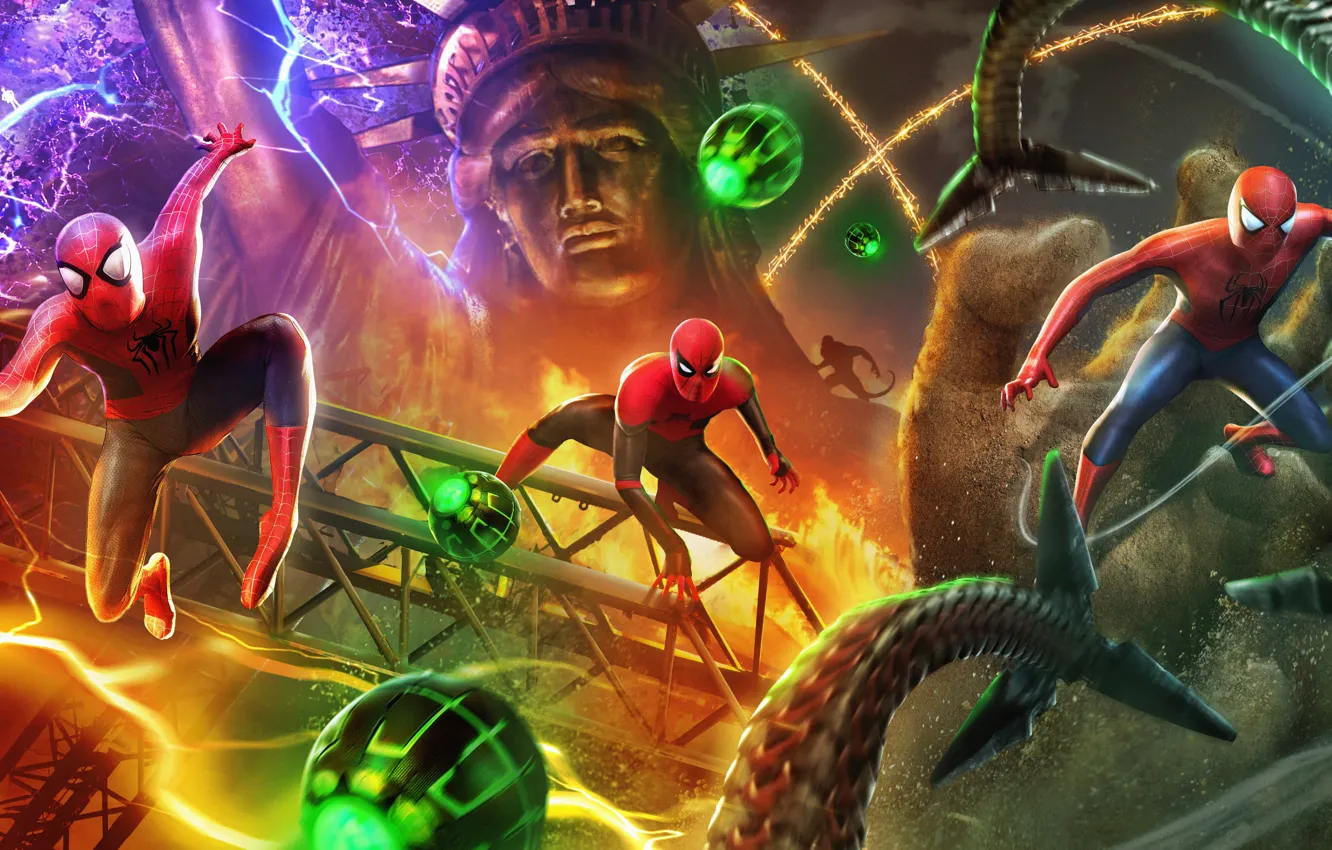 Photo wallpaper the statue of liberty, Spider-man, The Statue of Liberty, 2021, Spider-Man: No Way Home, Spider-Man: …