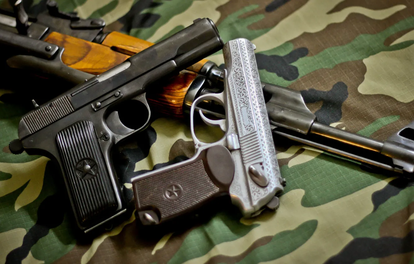 Photo wallpaper Gun, gun, pistol, Machine, weapon, engraving, Kalashnikov, Kalash