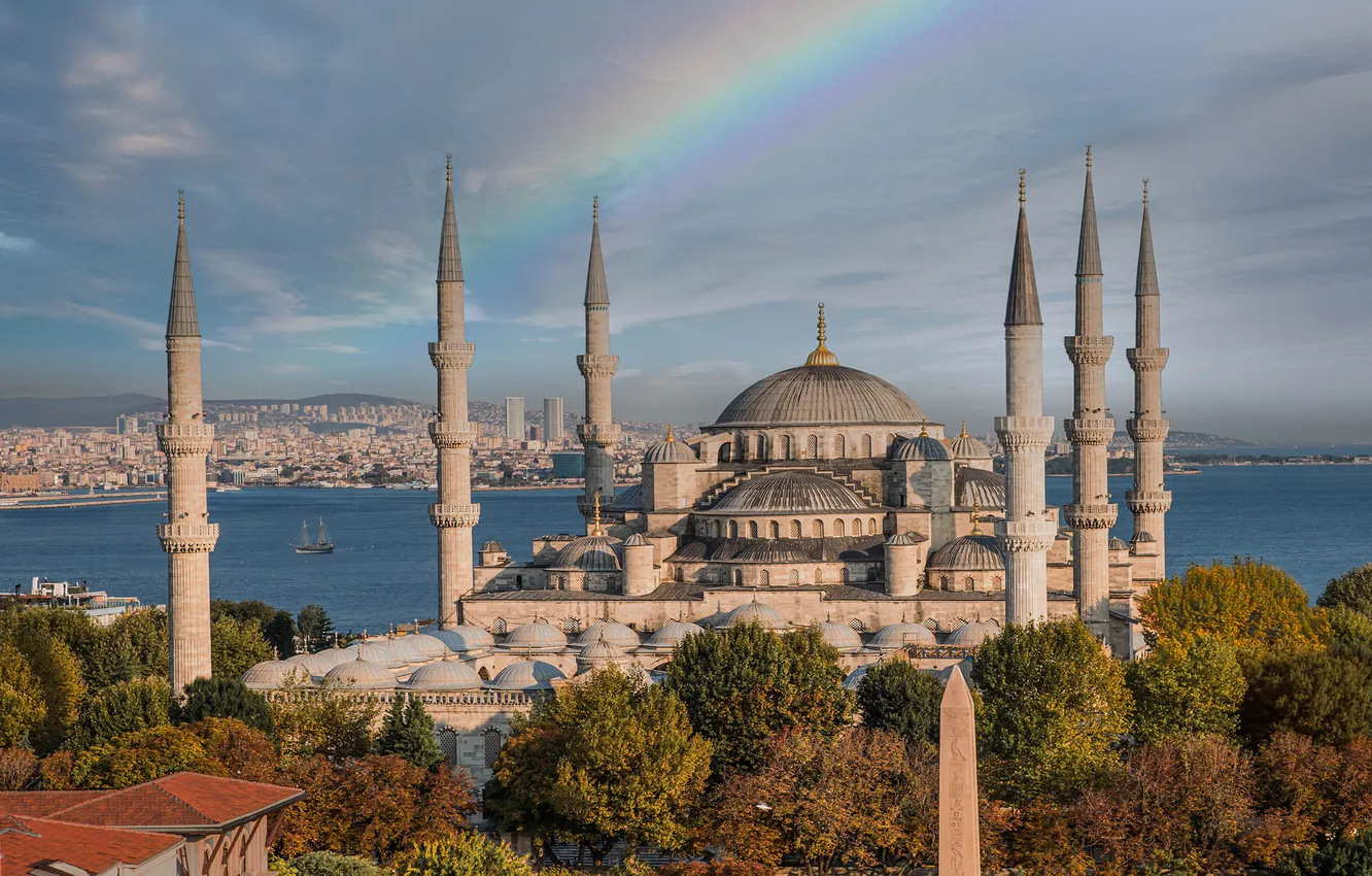 Photo wallpaper tower, mosque, Istanbul, Turkey, Blue Mosque