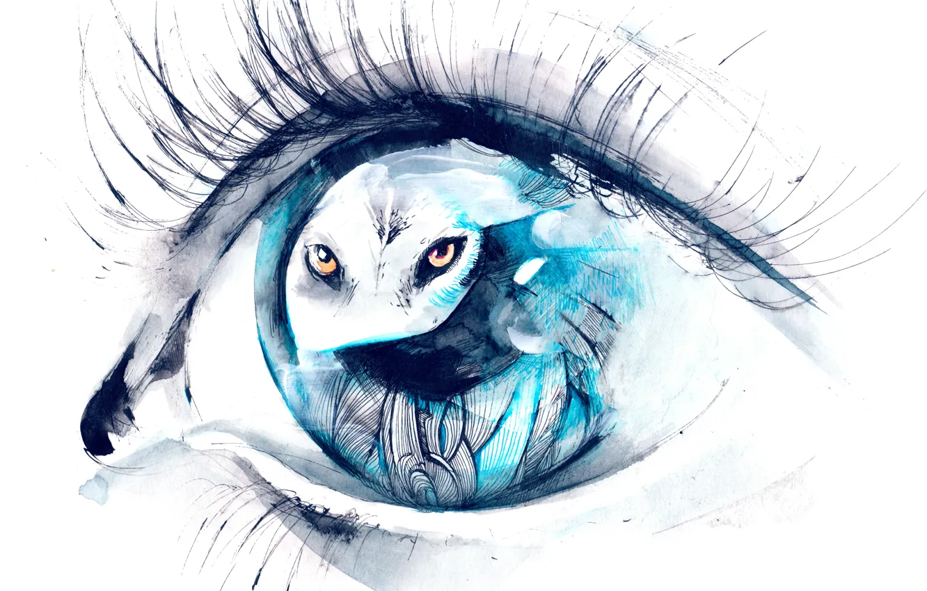 Photo wallpaper wolf, eye, Watercolors