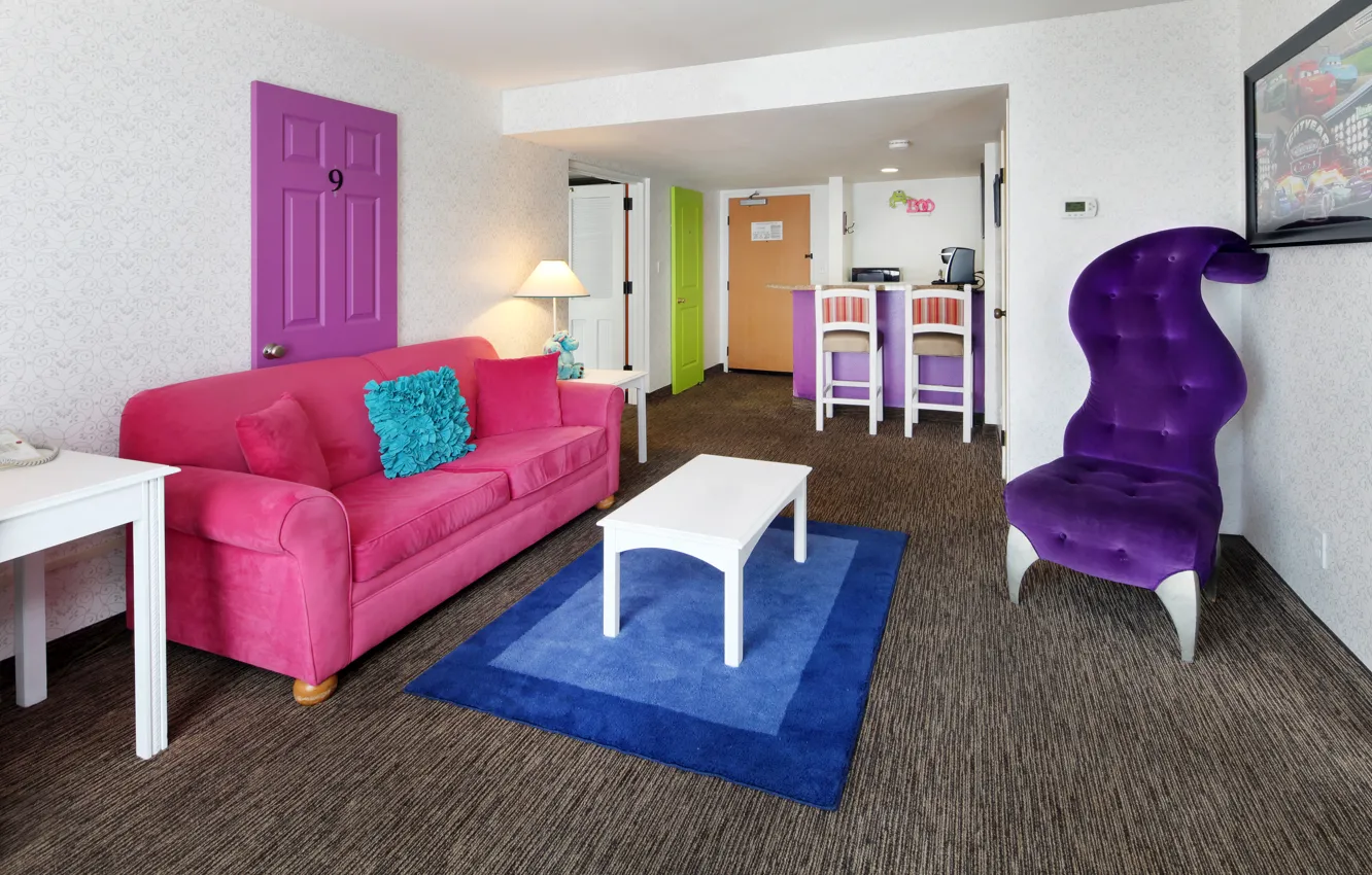 Photo wallpaper design, sofa, color, the door, design, bedroom, interior, living