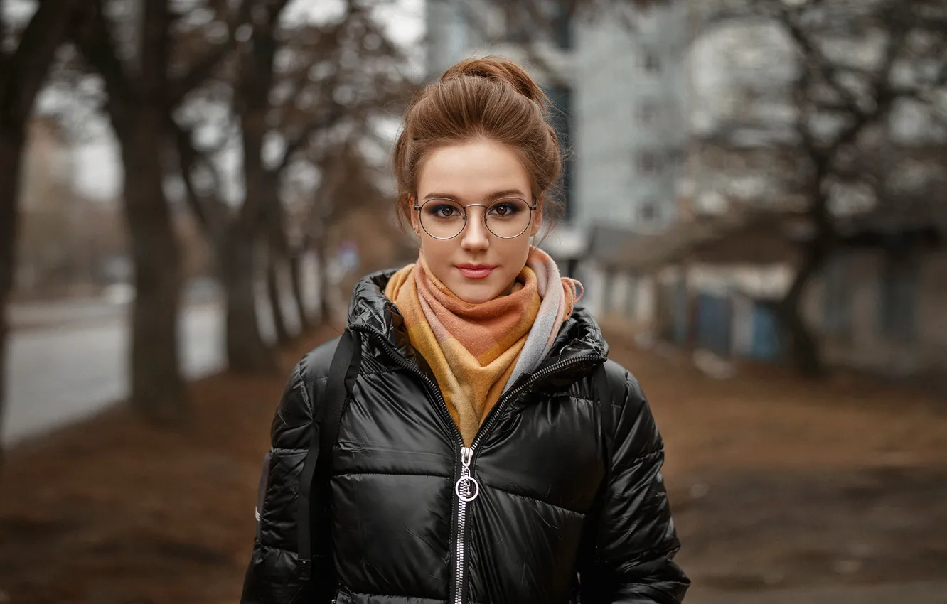 Photo wallpaper look, girl, model, glasses, Ivan Kovalev, Ivan Kovalyov, Valeria Tishchenko