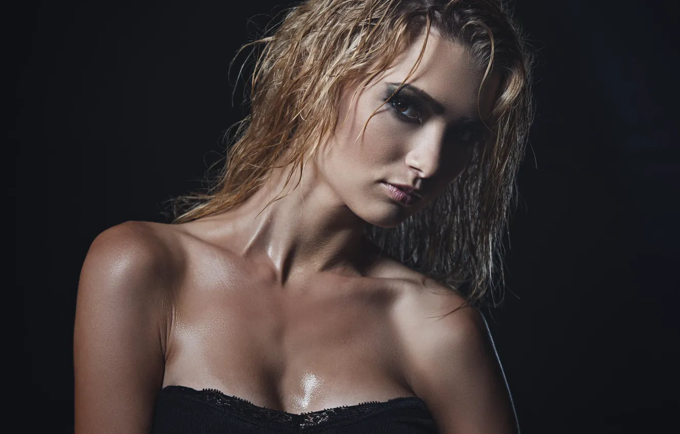 Photo wallpaper look, girl, sexy, neckline, the temptation, photographer, wet, face