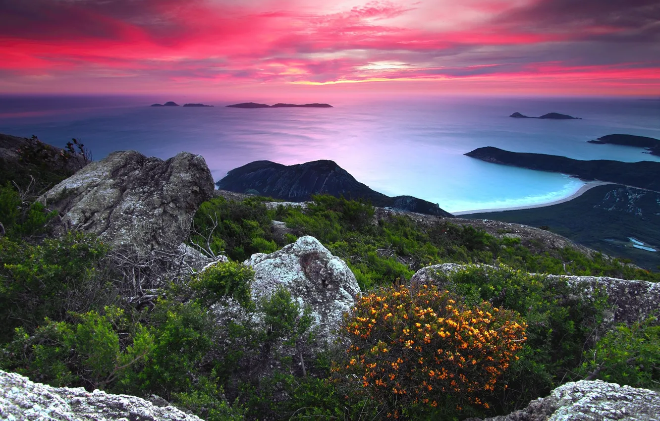 Photo wallpaper landscape, sunset, nature, Australia, glow