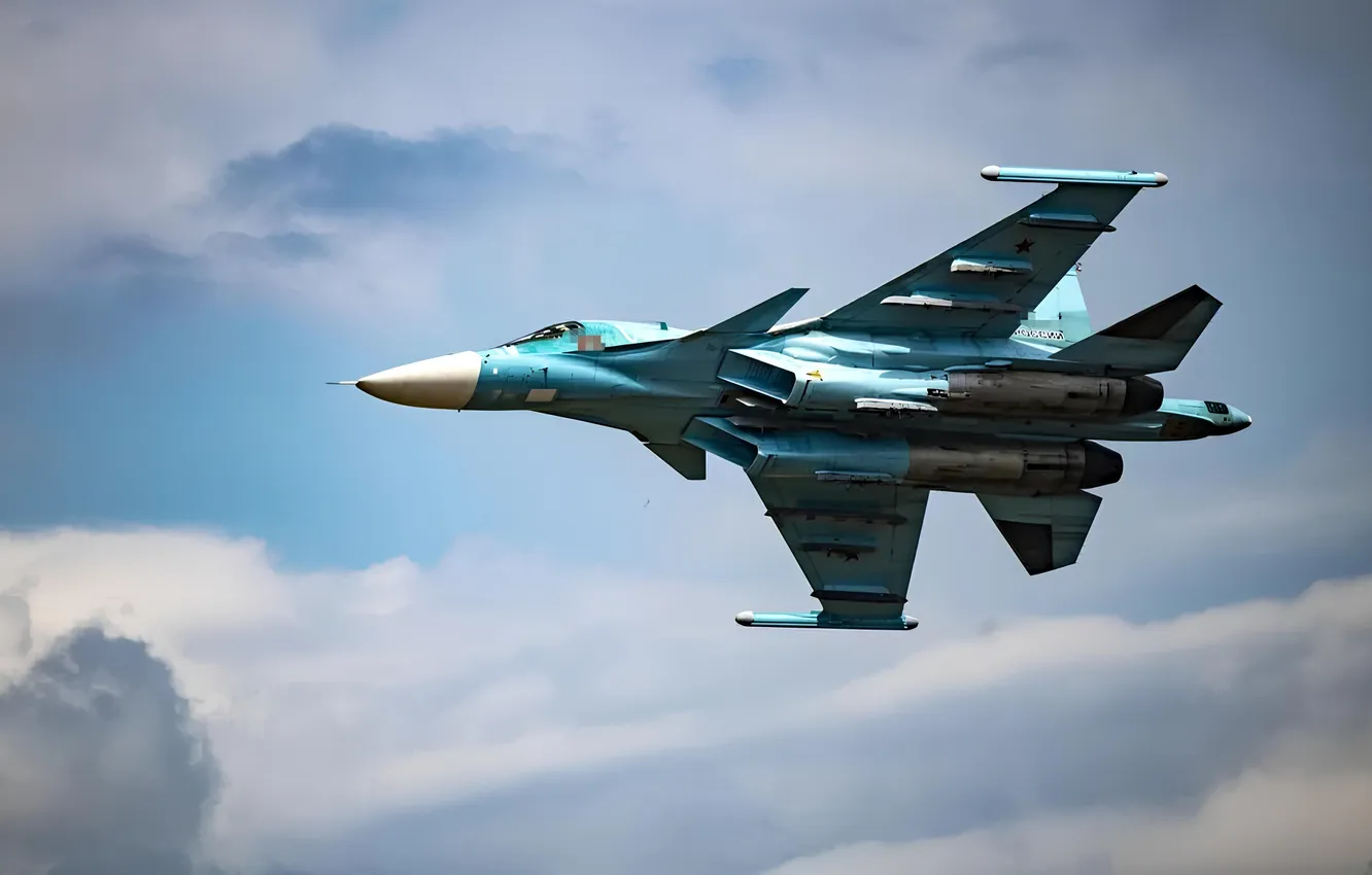 Photo wallpaper the sky, clouds, fighter, the plane