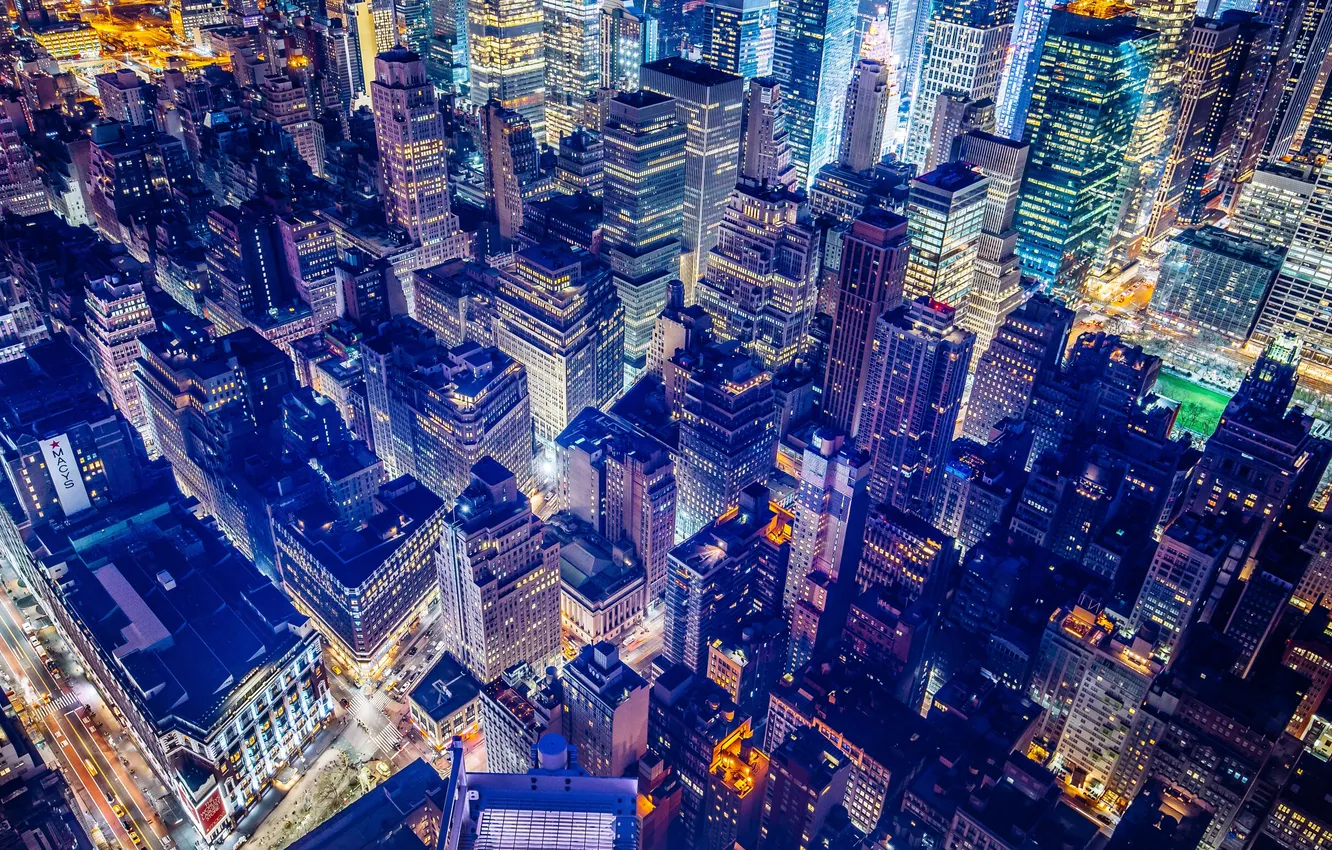 Photo wallpaper USA, United States, night, New York