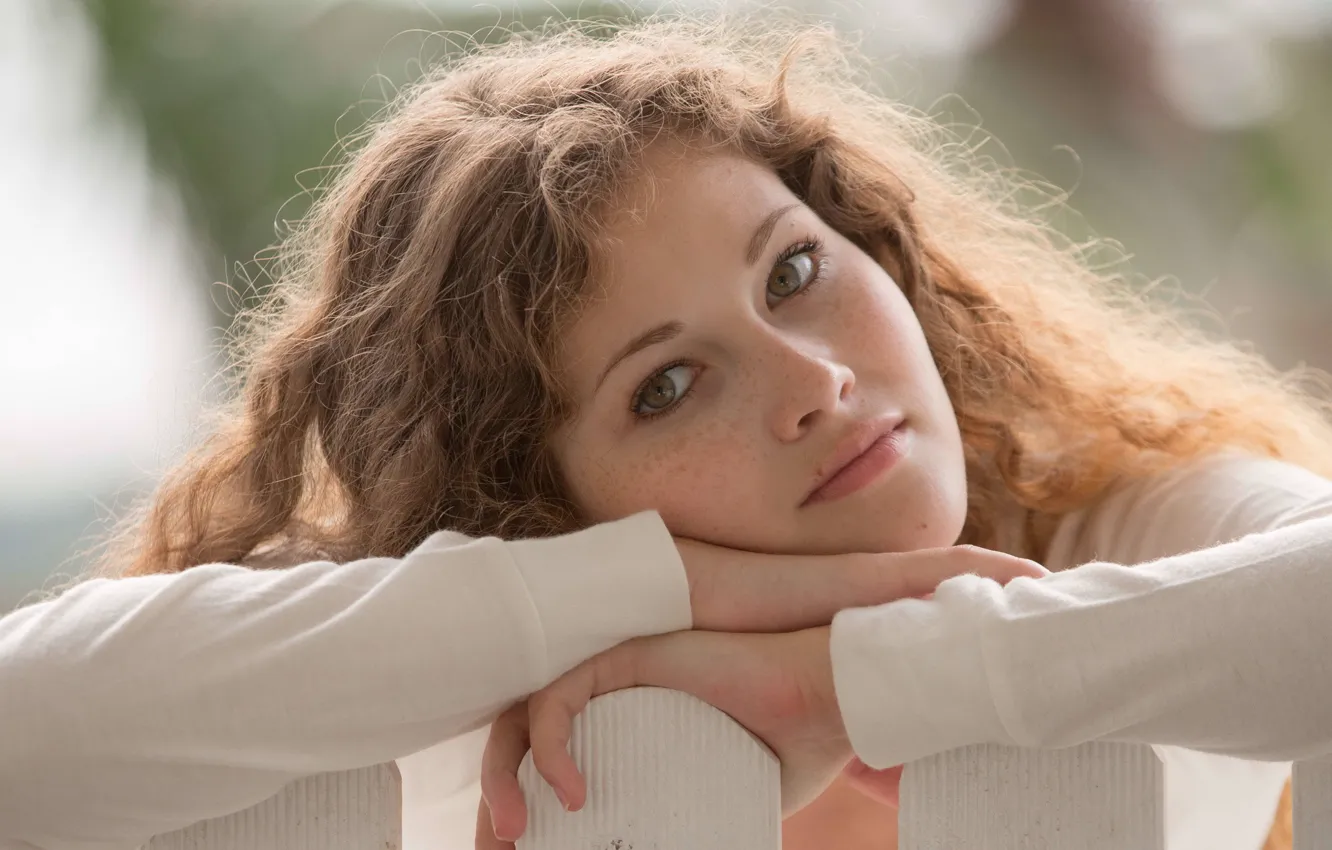 Photo wallpaper girl, the fence, looks, Vanessa, sad, Adel C