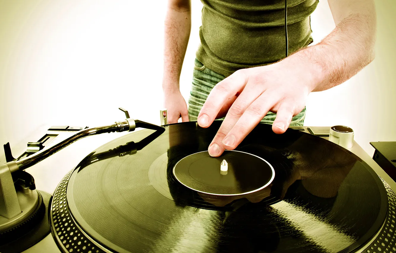 Photo wallpaper background, hands, vinyl, record