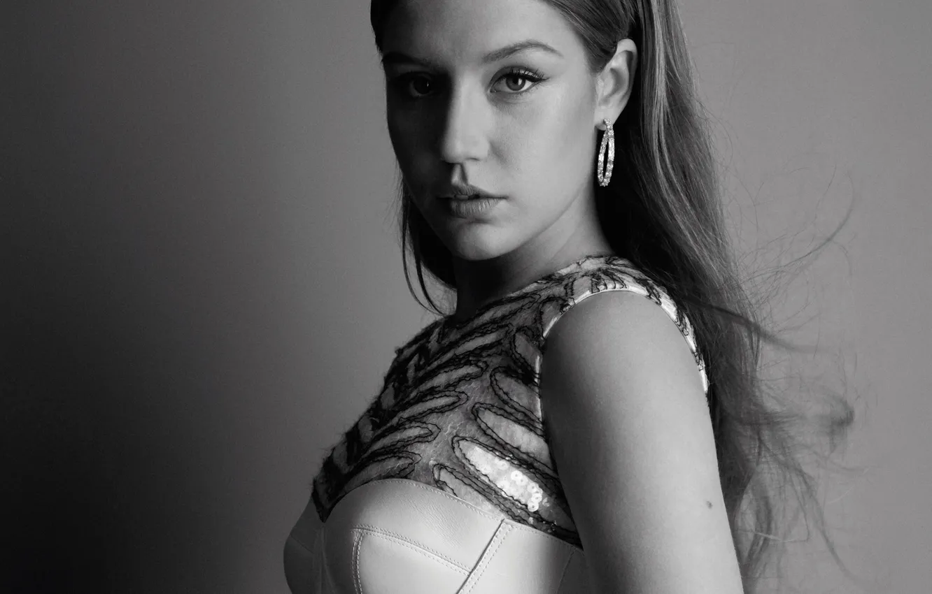 Photo wallpaper look, actress, black and white, Adele Exarchopoulos
