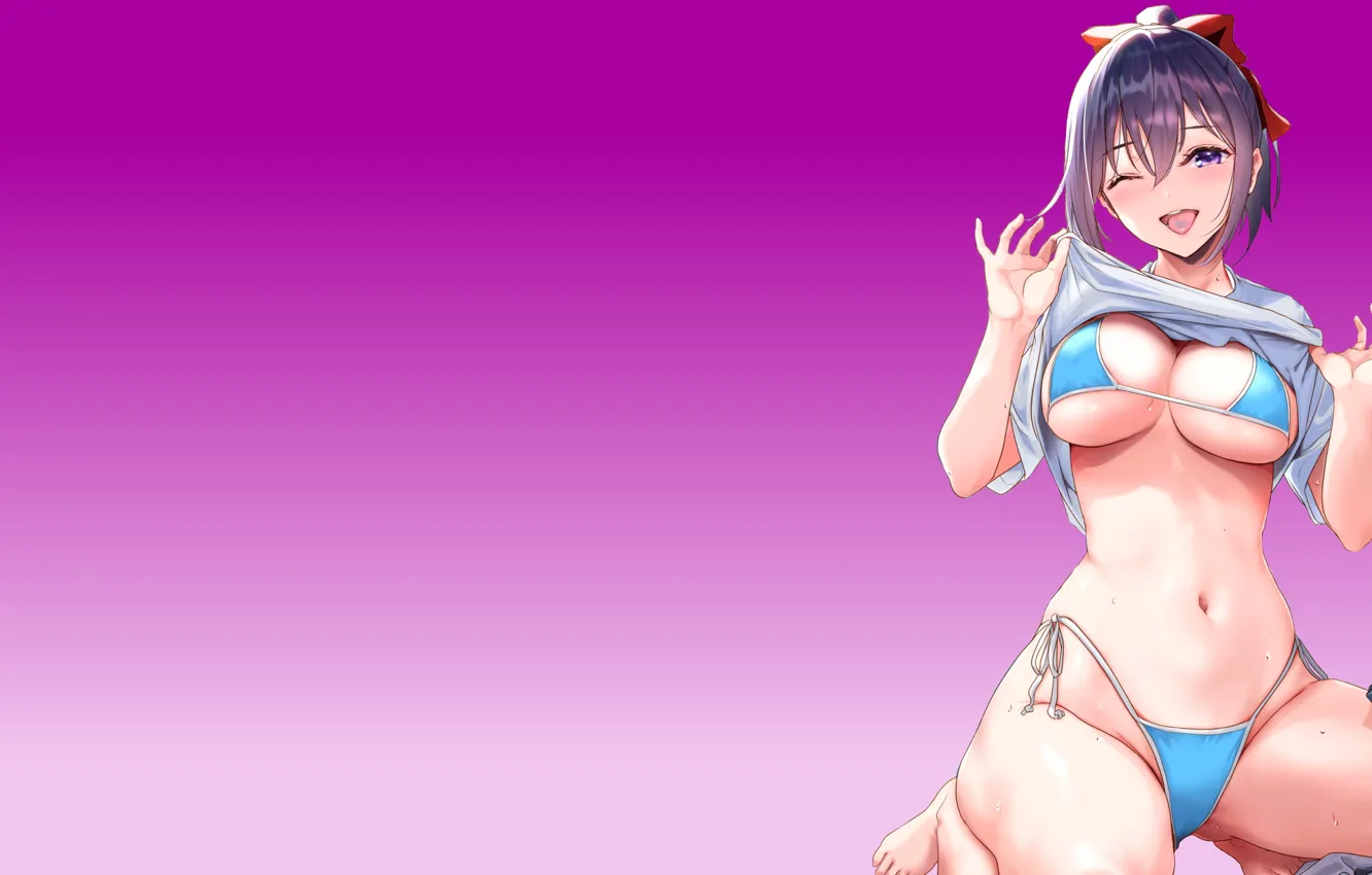 Photo wallpaper kawaii, hot, sexy, beach, boobs, anime, pretty, jeans