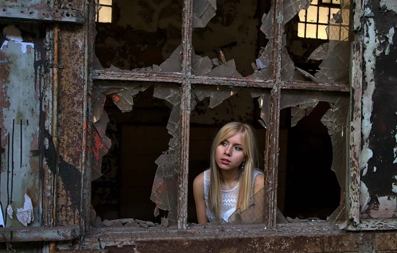 Photo wallpaper girl, mood, window