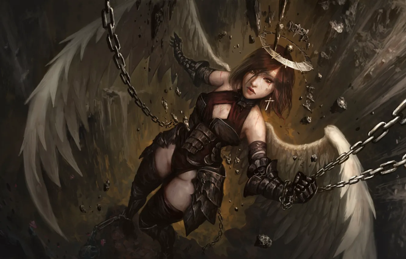 Photo wallpaper girl, angel, halo