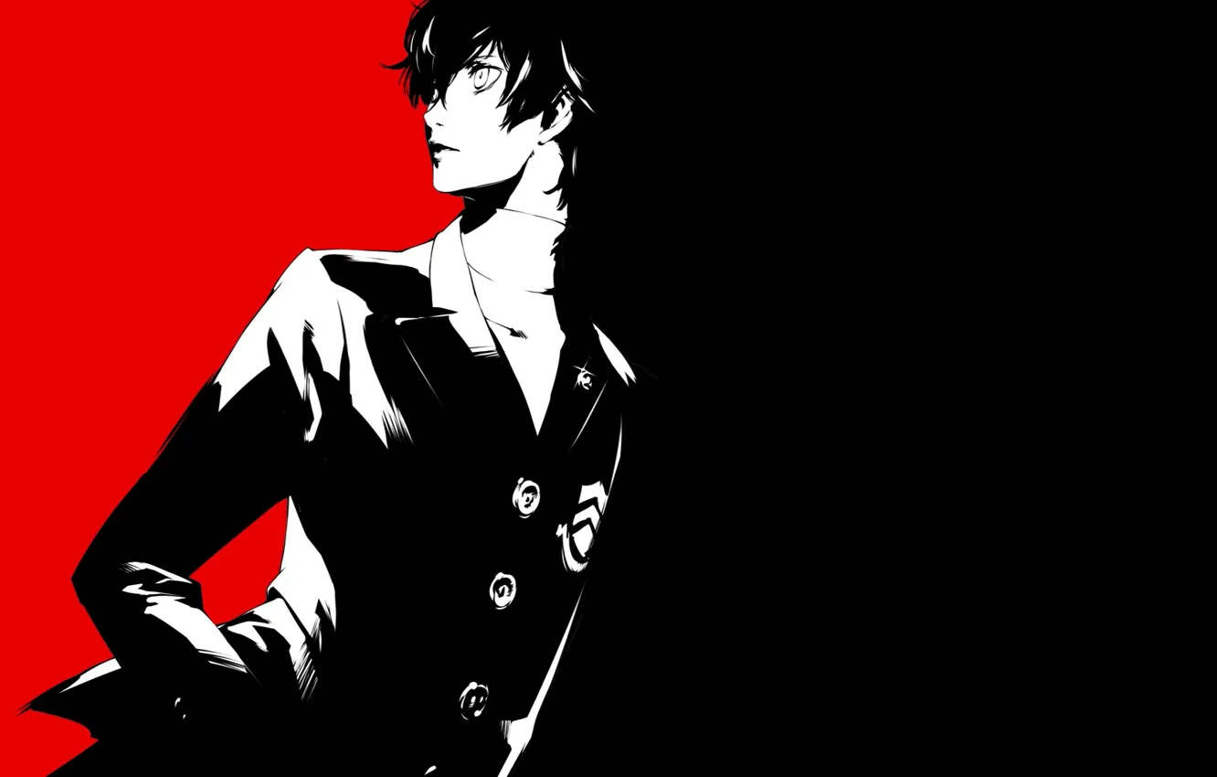 Photo wallpaper white, red, black, the game, anime, art, guy, person