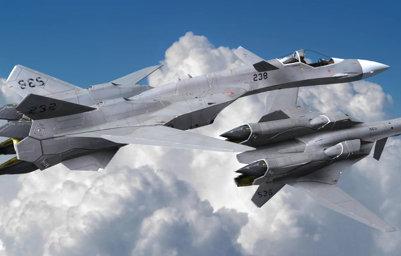 Photo wallpaper the sky, fighter, the plane, Macross, alloca