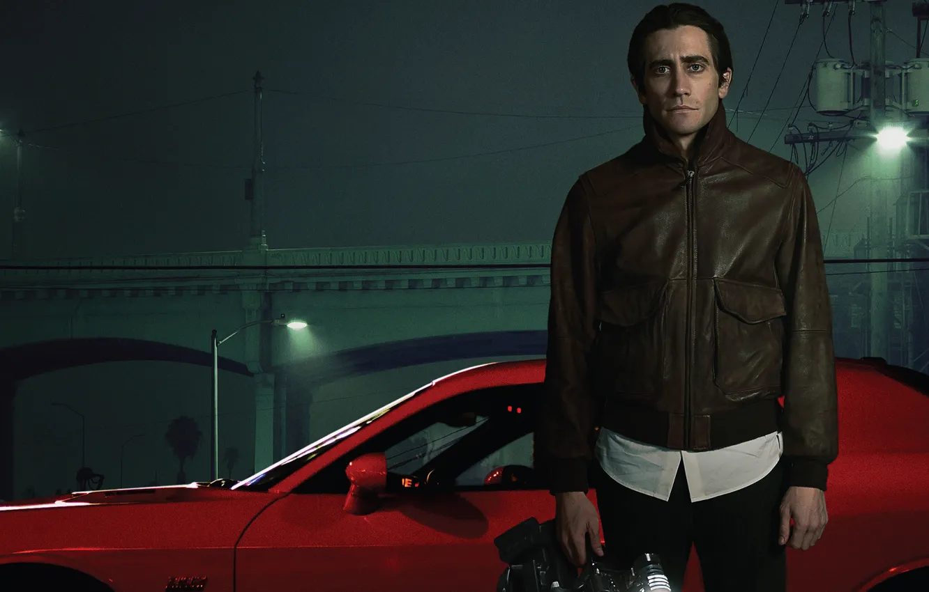 Photo wallpaper machine, look, night, jacket, car, Jake Gyllenhaal, Stringer