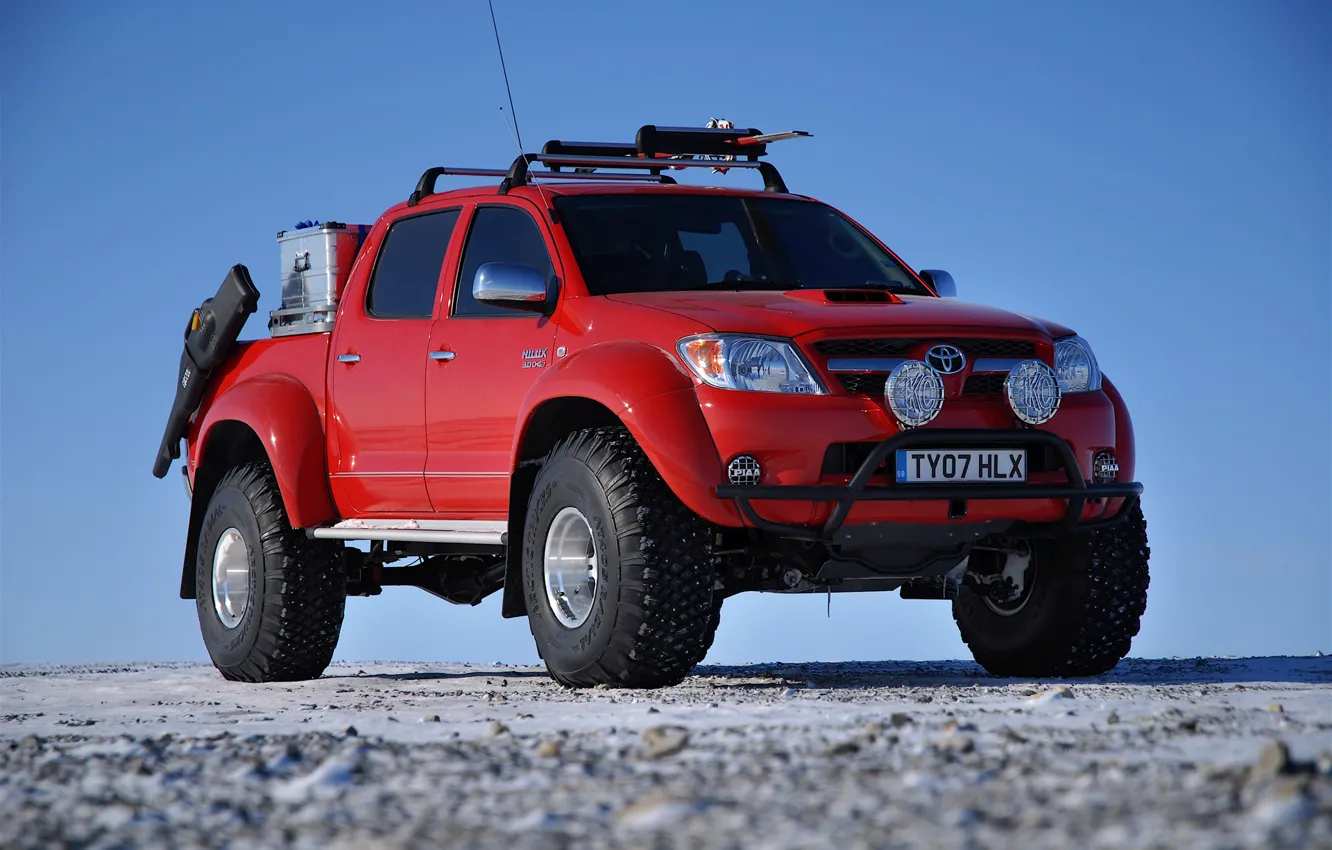 Photo wallpaper red, cross, toyota hilux pick up